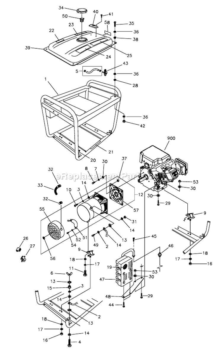 Page B Diagram and Parts List for 030372-0  Briggs and Stratton Generator